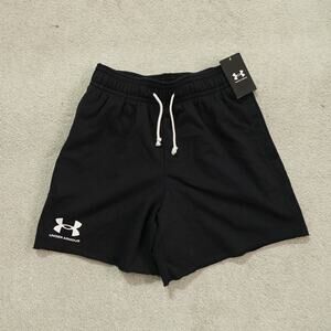 NWT Under Armour Mens UA Rival Terry 6" Activewear Shorts Loose Fit Black Size S